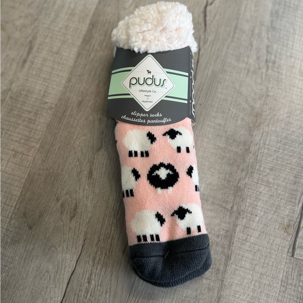 Pudus Cozy Pink Sheep Slipper Socks